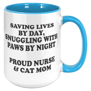 Saving Lives By Day Accent Mug - Crazy About Coffee And Cats