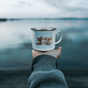 3 Little Kittens 10 Camping Mug Blue Background - crazyaboutcatsandcoffee