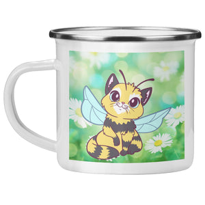 Butterfly Cat Bee 12 oz Camping Mug - crazyaboutcatsandcoffee