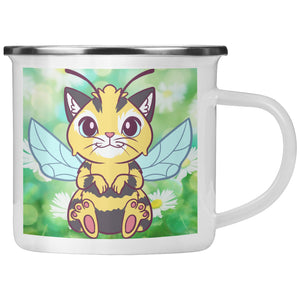 Butterfly Cat Bee 12oz Camping Mug - crazyaboutcatsandcoffee