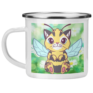 Butterfly Cat Bee 12oz Camping Mug - crazyaboutcatsandcoffee