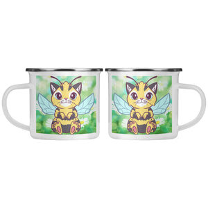 Butterfly Cat Bee 12oz Camping Mug - crazyaboutcatsandcoffee