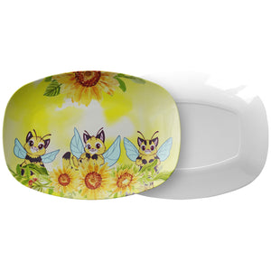 Butterfly Cat Bees And Sunflowers Platter