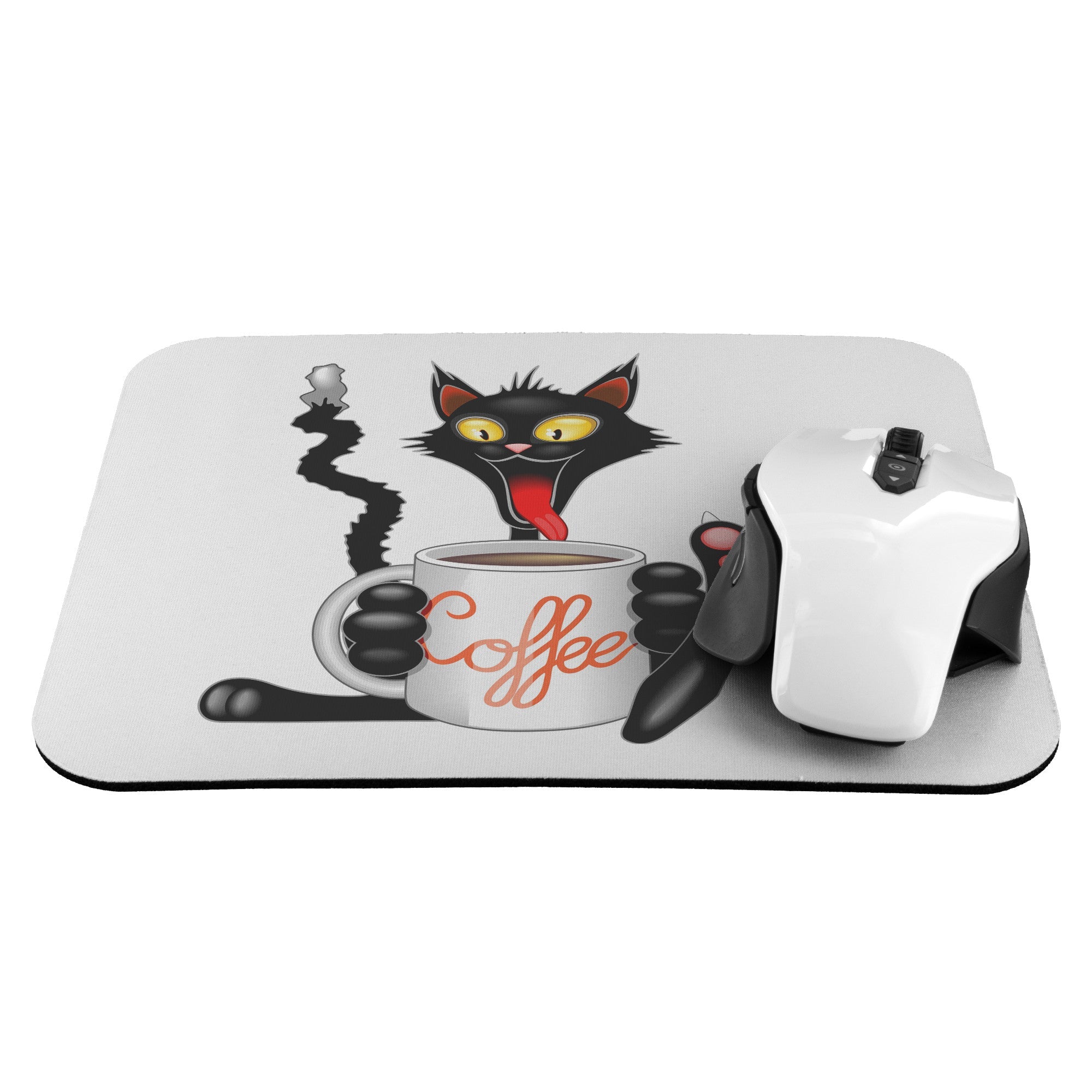 Caffeinated Cat On Coffee Mousepad