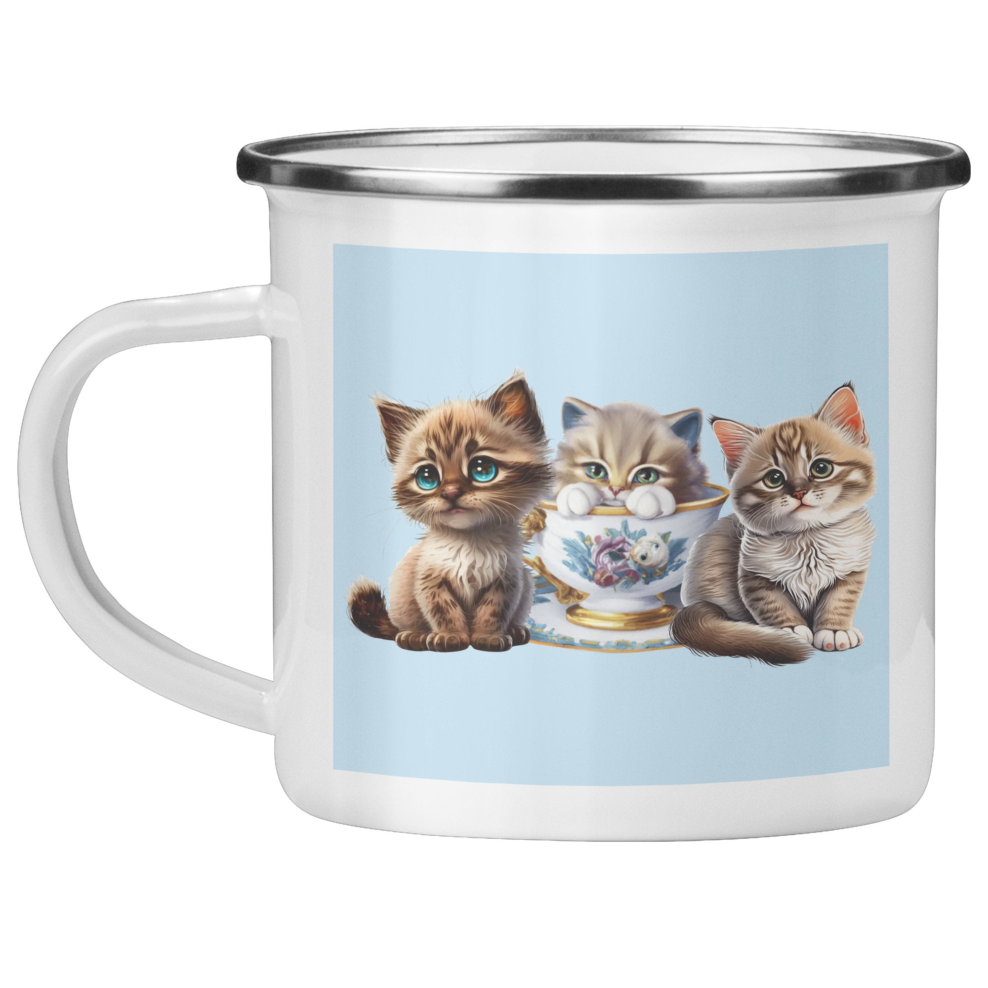 Camping Mug With 3 Little Kittens - crazyaboutcatsandcoffee