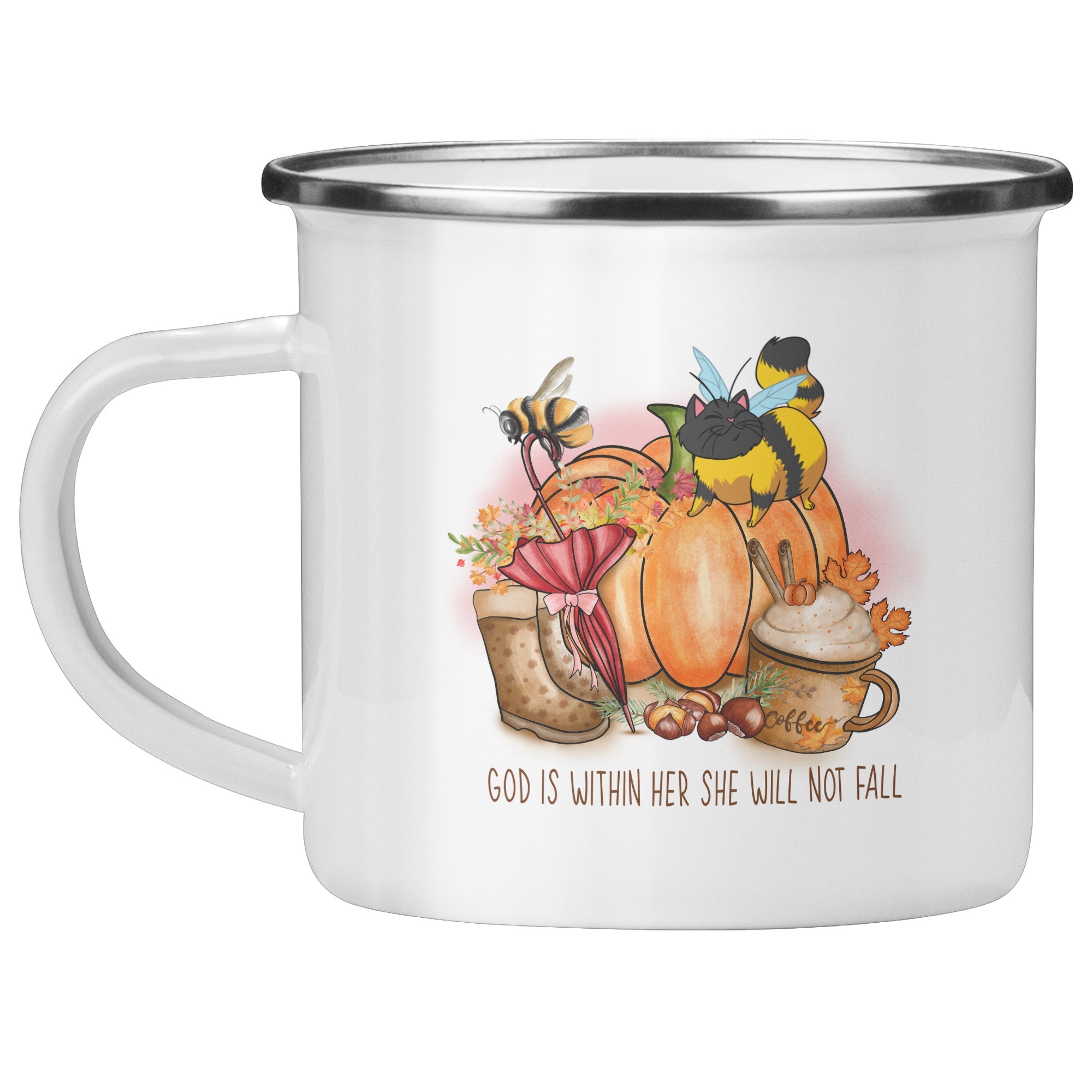 cat bee camping mug - crazyaboutcatsandcoffee