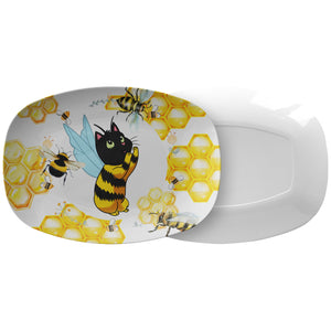 Cat Bee Honeycomb And Bees Platter