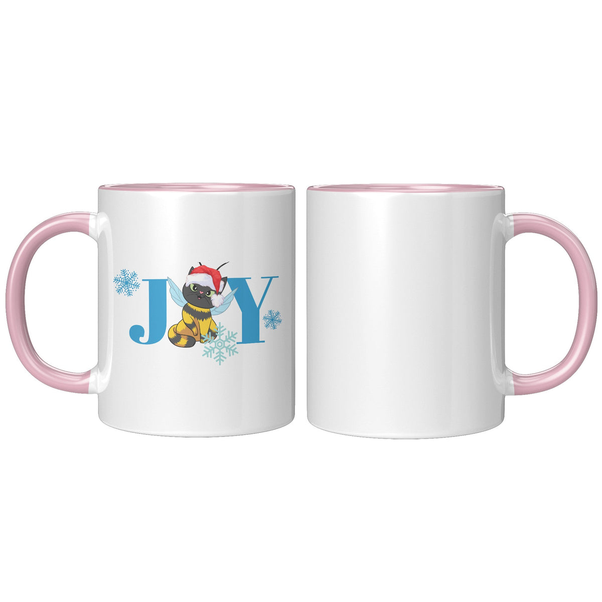 Cat Bee Joy Christmas Accent Mug 11 Oz - crazyaboutcatsandcoffee