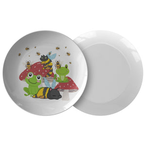 Cat Bee Mushroom And Frog 10 Inch Plate | Outside Dining Plates | - crazyaboutcatsandcoffee