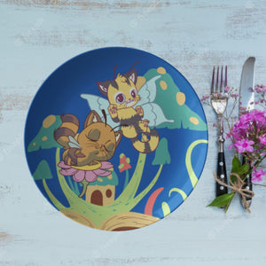 Cat Bees And Mushroom Dinner Plate