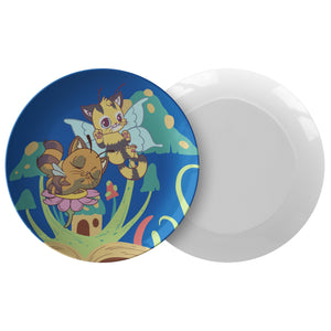 Cat Bees And Mushroom Dinner Plate