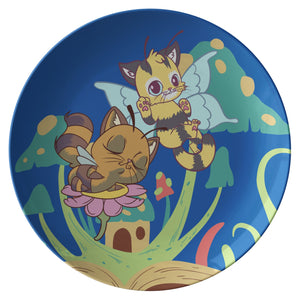 Cat Bees And Mushroom Dinner Plate