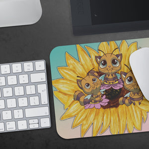 Cat Bees And Sunflowers Mousepad