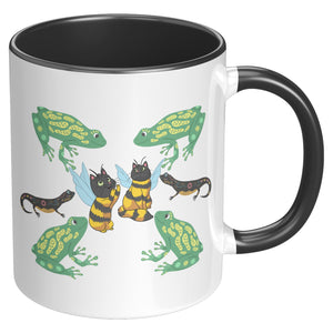 Cat Bees Green Frogs And Salamanders Accent Mug