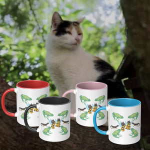 Cat Bees Green Frogs And Salamanders Accent Mug