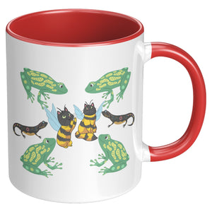 Cat Bees Green Frogs And Salamanders Accent Mug