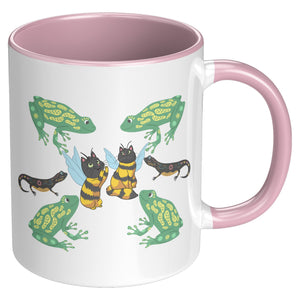 Cat Bees Green Frogs And Salamanders Accent Mug