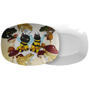 Cat Bees Mushrooms And Frogs Platter