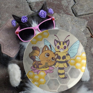 Cat Bees With Honeycomb Plate