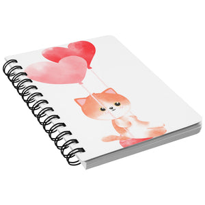 Cat Holding Balloons Spiral Lined Journal