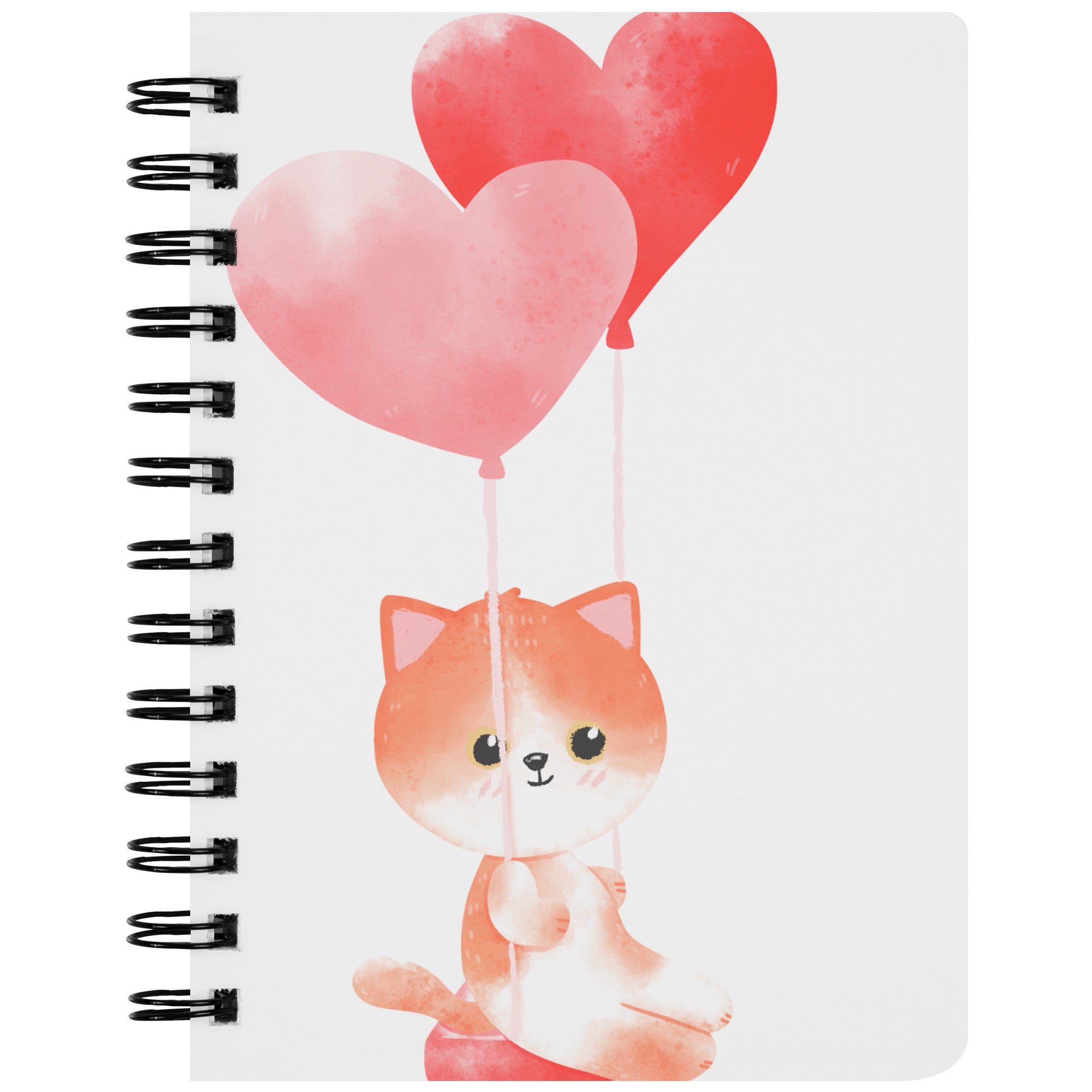 Cat Holding Balloons Spiral Lined Journal