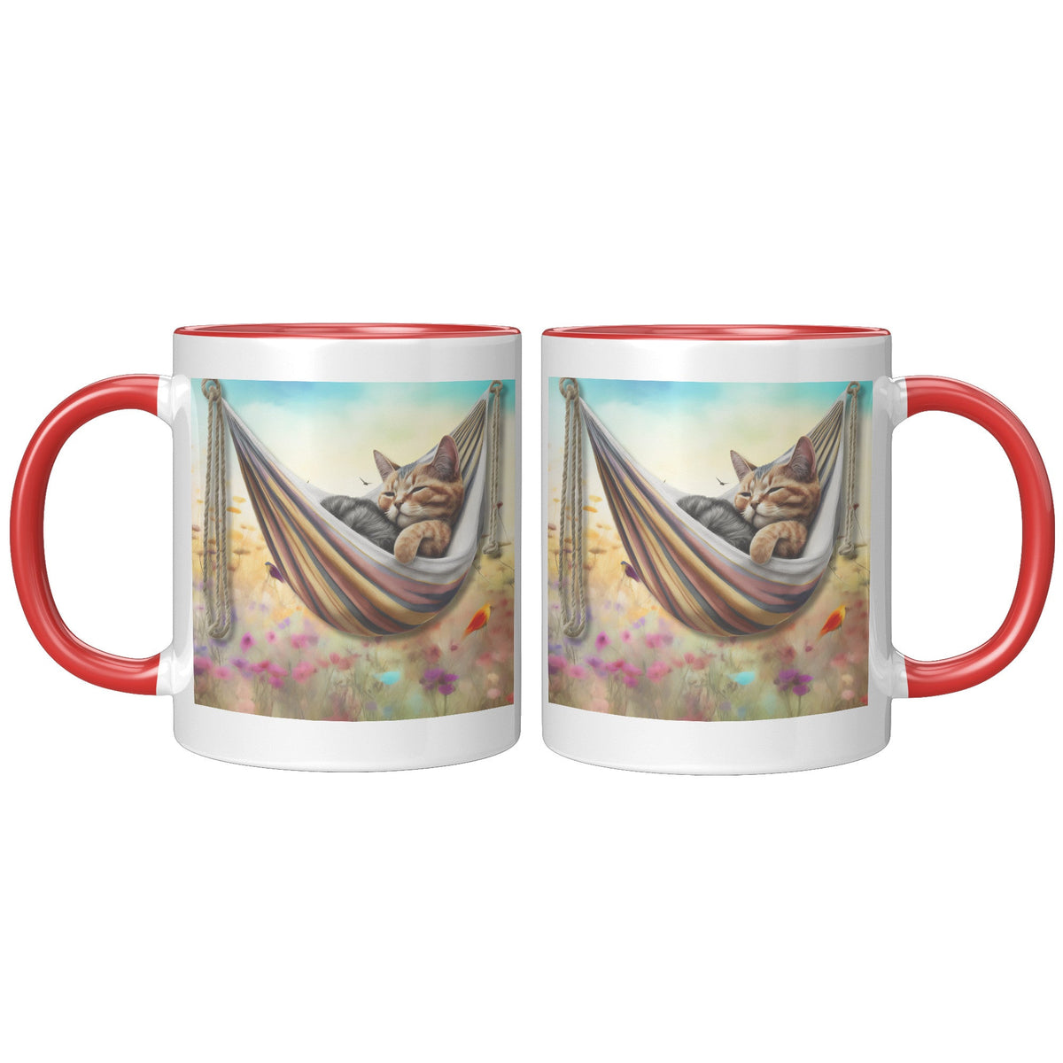 Cat In Hammock 11 Oz Mug - crazyaboutcatsandcoffee