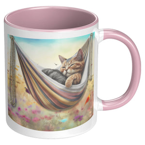 Cat In Hammock 11 Oz Mug - crazyaboutcatsandcoffee