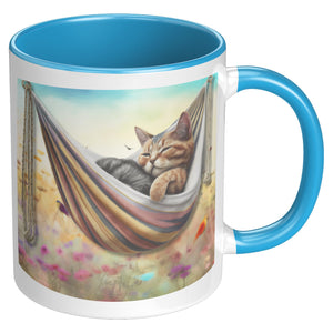 Cat In Hammock 11 Oz Mug - crazyaboutcatsandcoffee