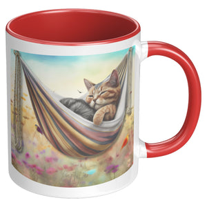 Cat In Hammock 11 Oz Mug - crazyaboutcatsandcoffee