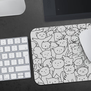 Cat Pattern Black and White Mousepad