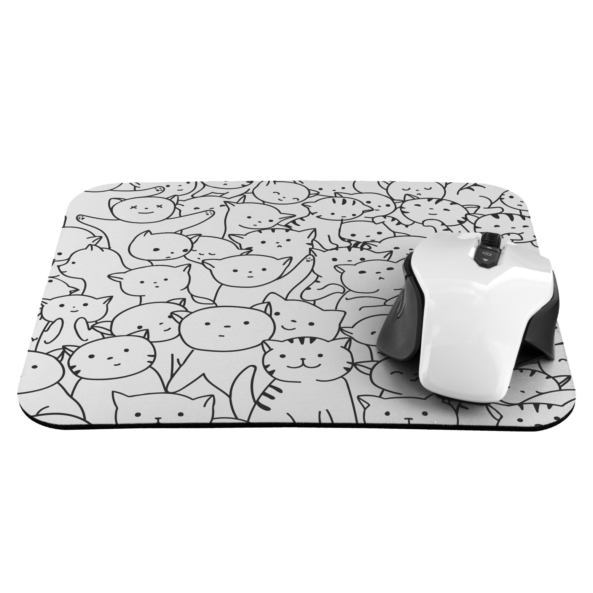 Cat Pattern Black and White Mousepad