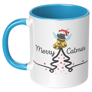 Christmas Kitty Bee 11 Oz Accent Mug - crazyaboutcatsandcoffee