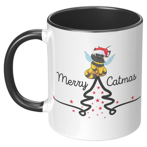 Christmas Kitty Bee 11 Oz Accent Mug - crazyaboutcatsandcoffee