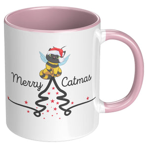 Christmas Kitty Bee 11 Oz Accent Mug - crazyaboutcatsandcoffee