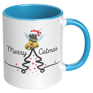 Christmas Kitty Bee 11 Oz Accent Mug - crazyaboutcatsandcoffee