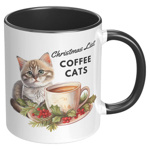 Christmas List Coffee And Cats 11 Oz Accent Mug - crazyaboutcatsandcoffee