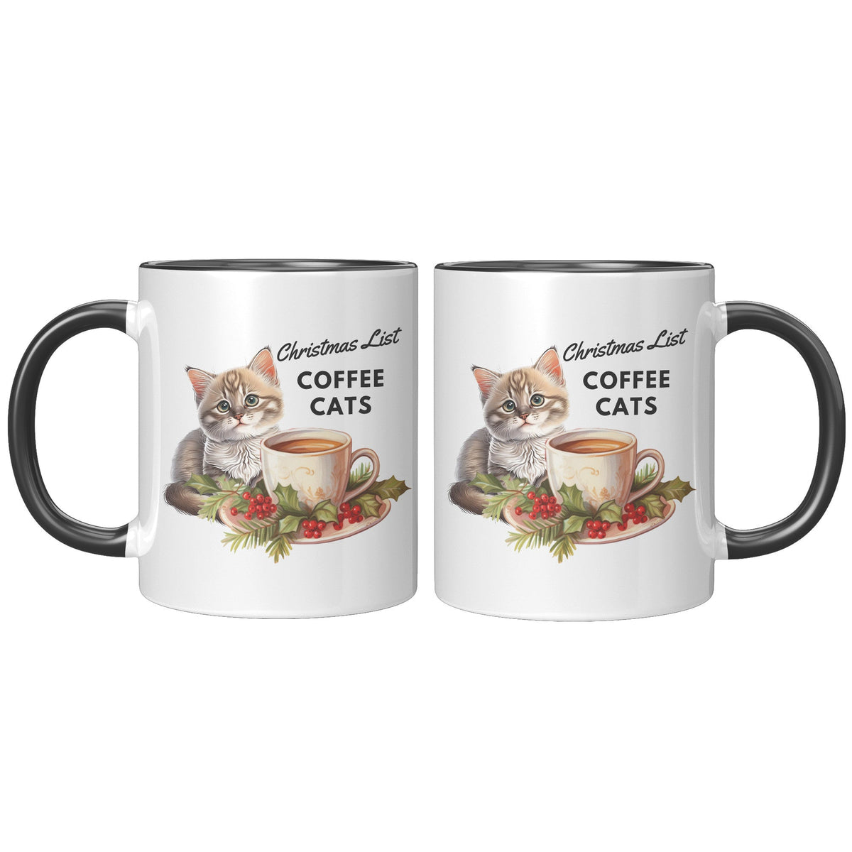 Christmas List Coffee And Cats 11 Oz Accent Mug - crazyaboutcatsandcoffee