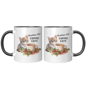 Christmas List Coffee And Cats 11 Oz Accent Mug - crazyaboutcatsandcoffee