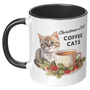 Christmas List Coffee And Cats 11 Oz Accent Mug - crazyaboutcatsandcoffee