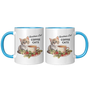 Christmas List Coffee And Cats 11 Oz Accent Mug - crazyaboutcatsandcoffee