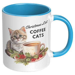 Christmas List Coffee And Cats 11 Oz Accent Mug - crazyaboutcatsandcoffee