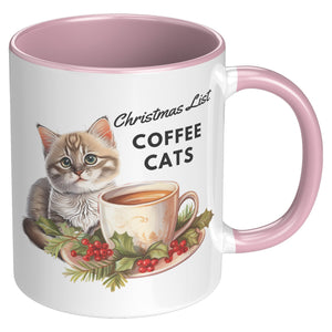 Christmas List Coffee And Cats 11 Oz Accent Mug - crazyaboutcatsandcoffee