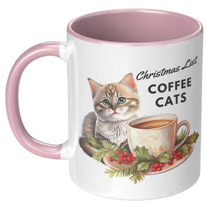 Christmas List Coffee And Cats 11 Oz Accent Mug - crazyaboutcatsandcoffee