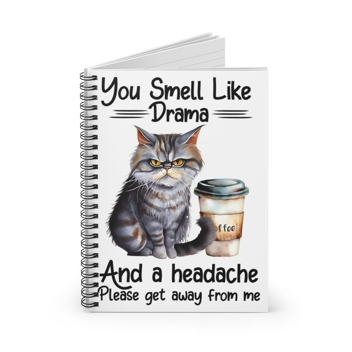 Crazy Cat With Coffee Ruled Line, Spiral Notebook - crazyaboutcoffeeandcats