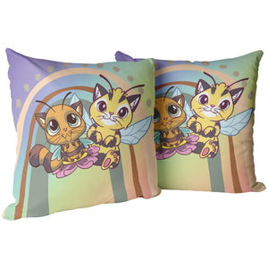 Cute Bee Cats 16"  Pillow