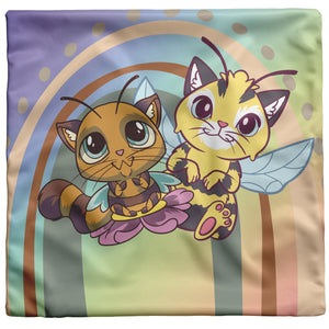 Cute Bee Cats 16"  Pillow