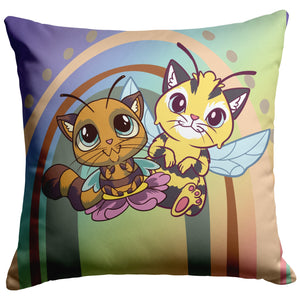 Cute Bee Cats 16"  Pillow