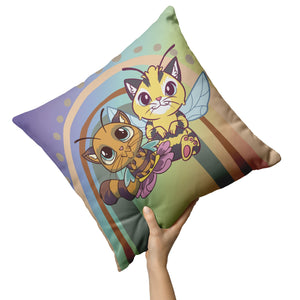 Cute Bee Cats 16"  Pillow