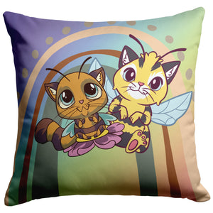 Cute Bee Cats 16"  Pillow