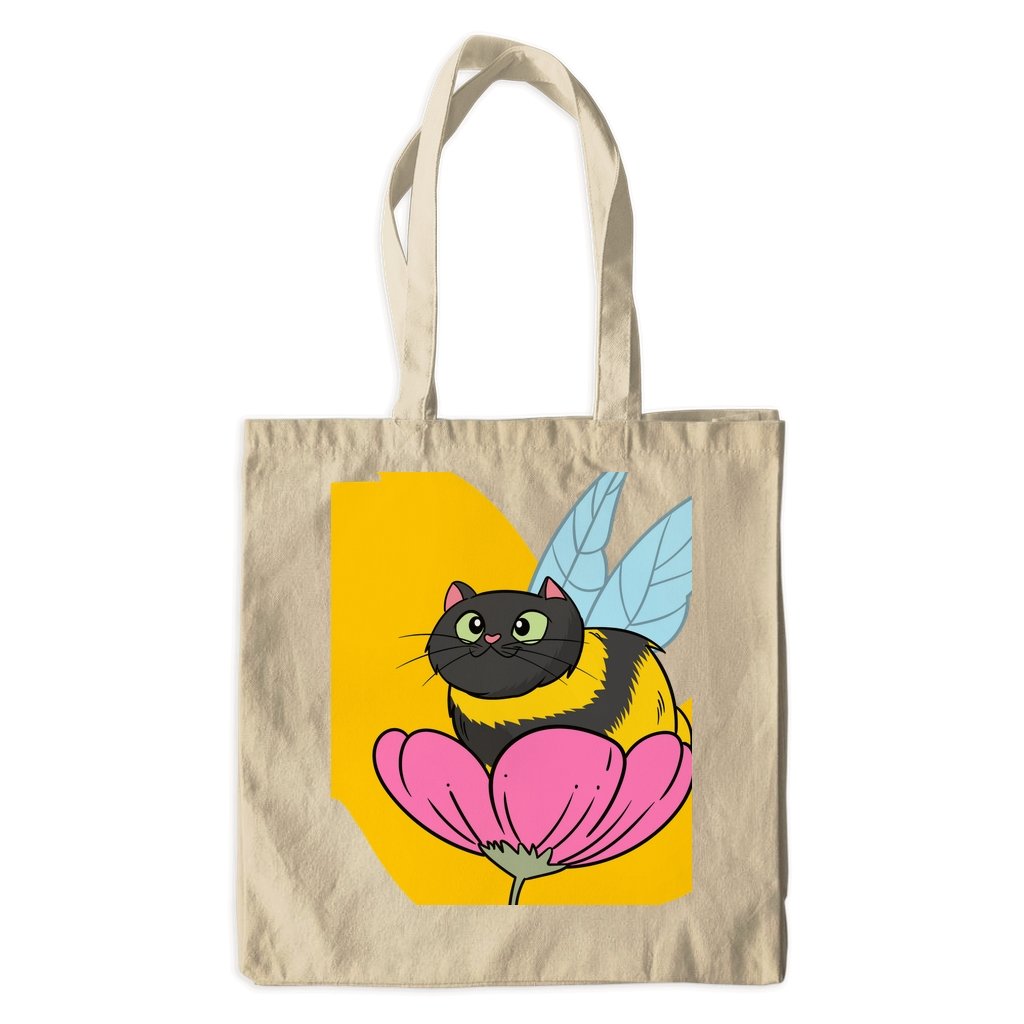 Cute Cat Bee Canvas Cotton Tote Bag